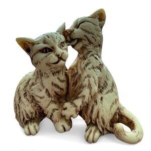 Vintage Elegant Tan Cat Figurine Duo